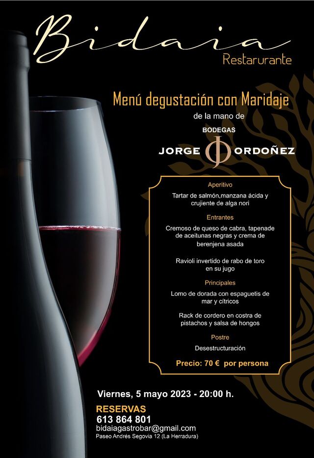 Menú degustación con maridaje