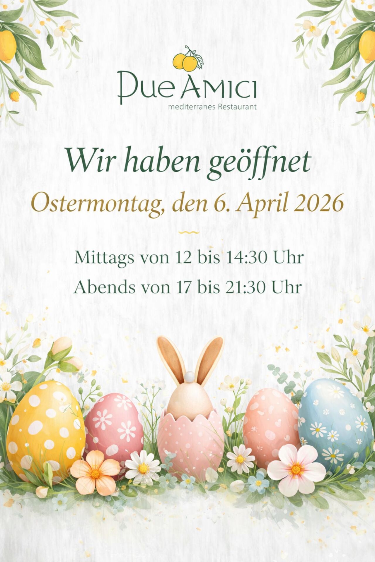 Ostermontag 6.4.2026 Geöffnet!