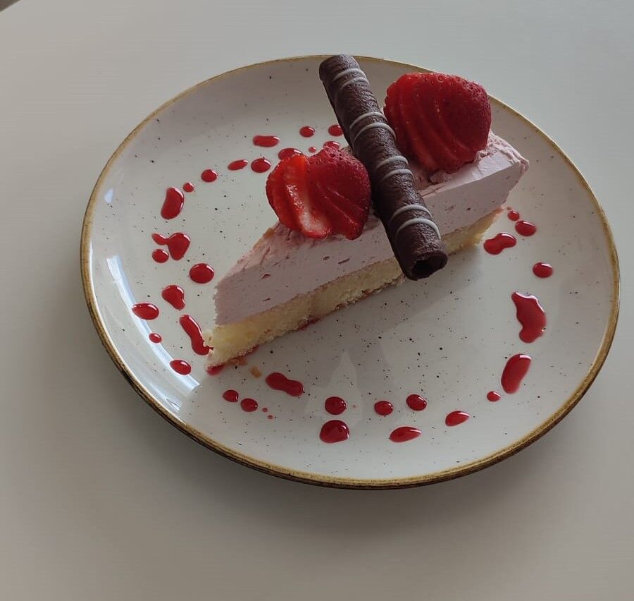 Porción de tarta de fresa