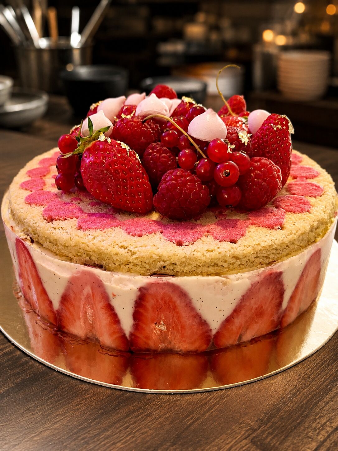Entremet fraises-vanille