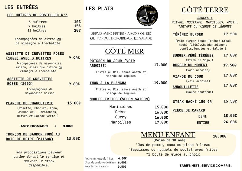 Carte du restaurant