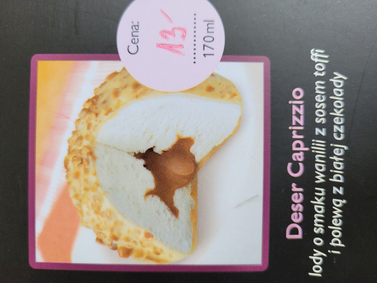 Nowości w Bistro
Lody deser Caprizzio z sosem tofi