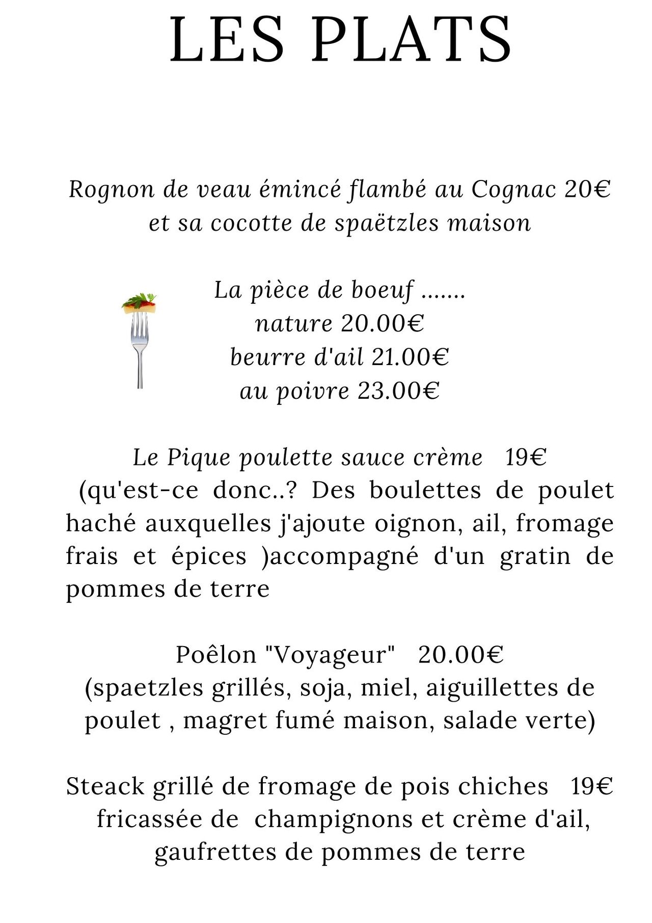 Les plats de cet automne 2022