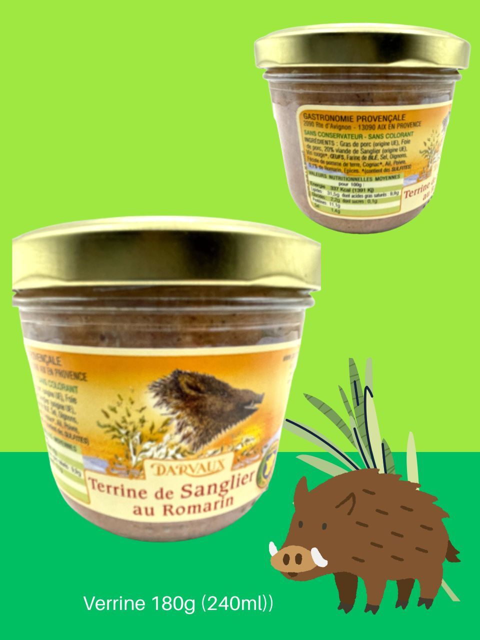 TERRINE de SANGLIER au Romarin - 180g - 240ml