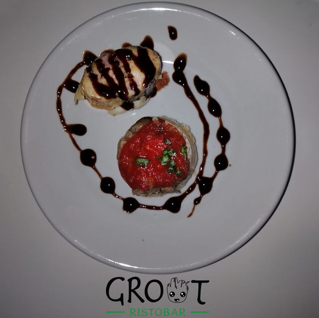 Parmigiana di melanzane monodose e tortino di pollo con glassa...solo il top!