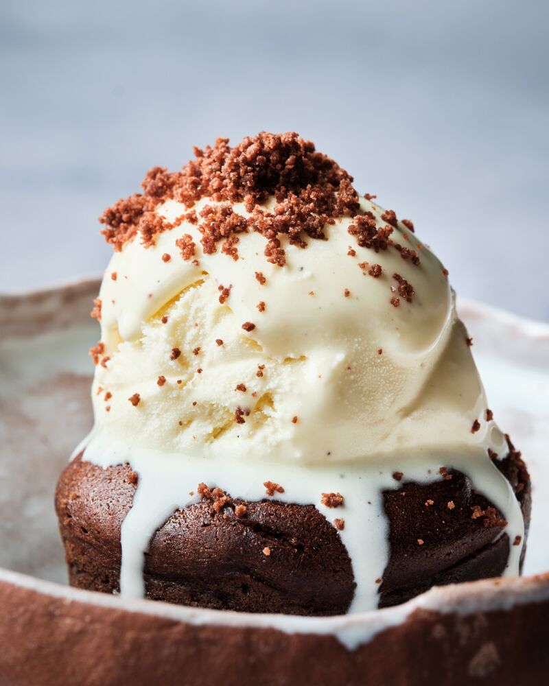 Coulant de chocolate con helado