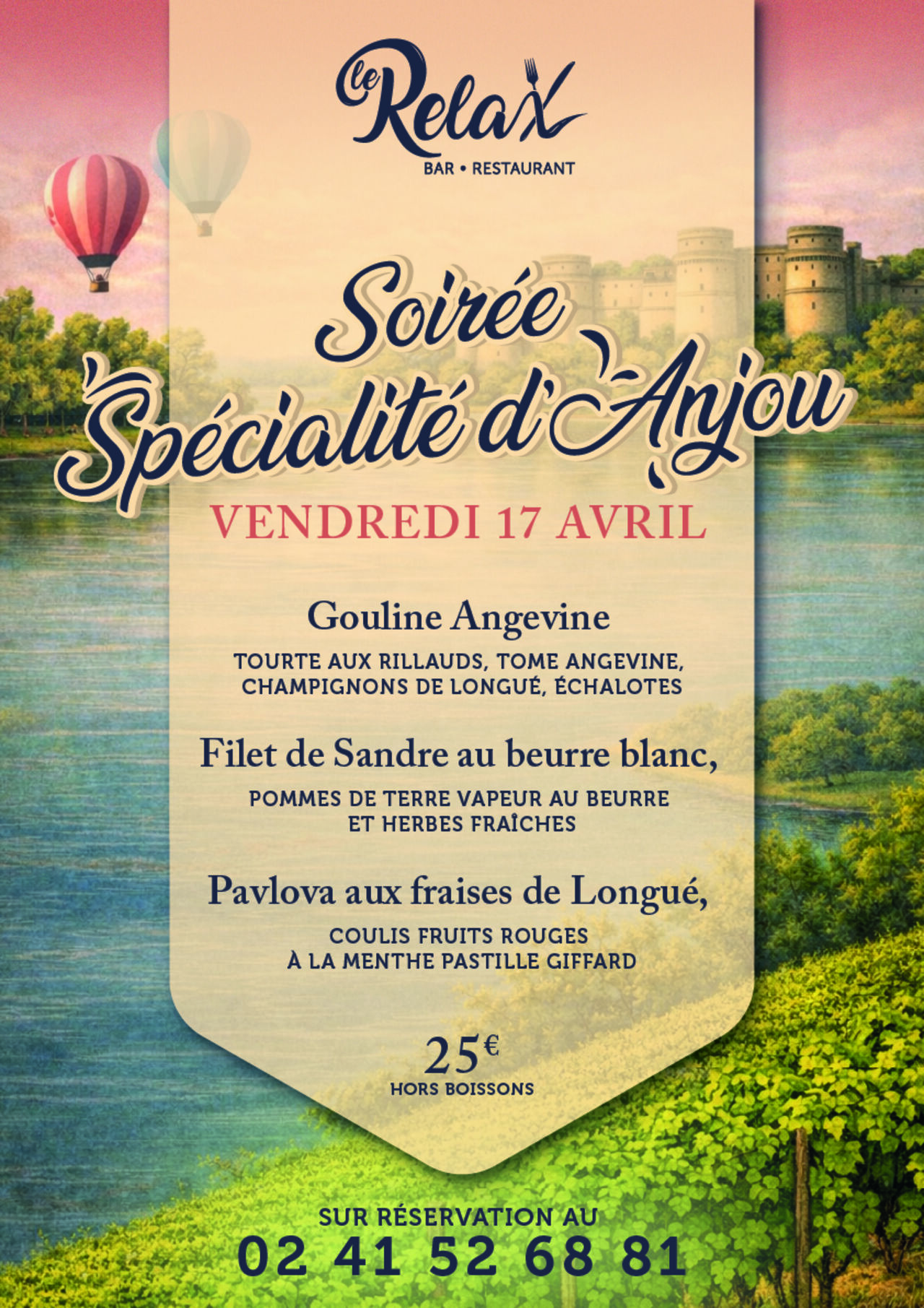 soirée " Spécialités d'Anjou " - vendredi 17 avril