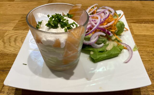 Tiramisu de concombre et saumon fumé