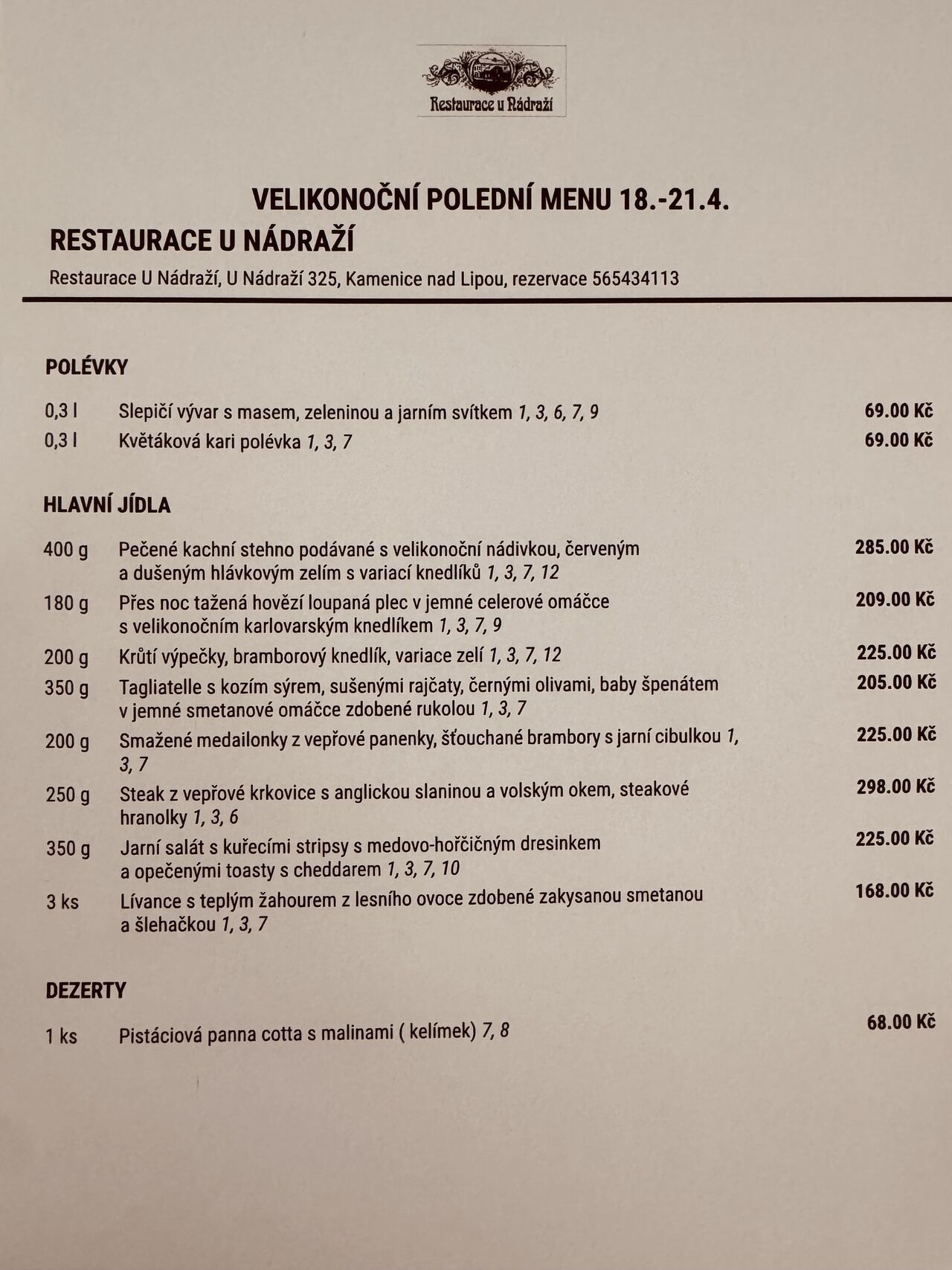 VELIKONOČNÍ MENU