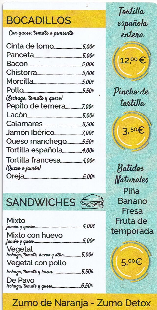 BOCADILLOS Y SANWICH
