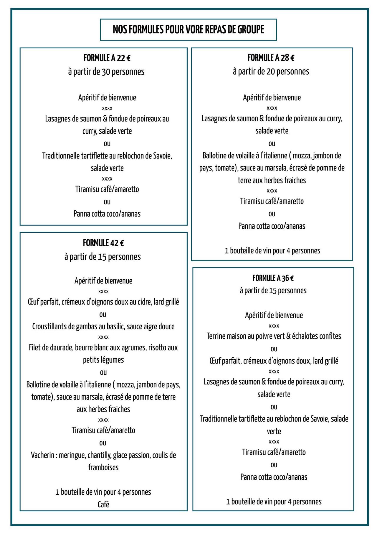 Nos formules de groupes