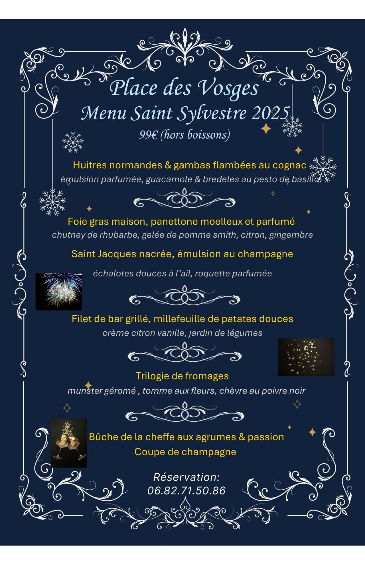 menu spécial saint sylvestre 2025