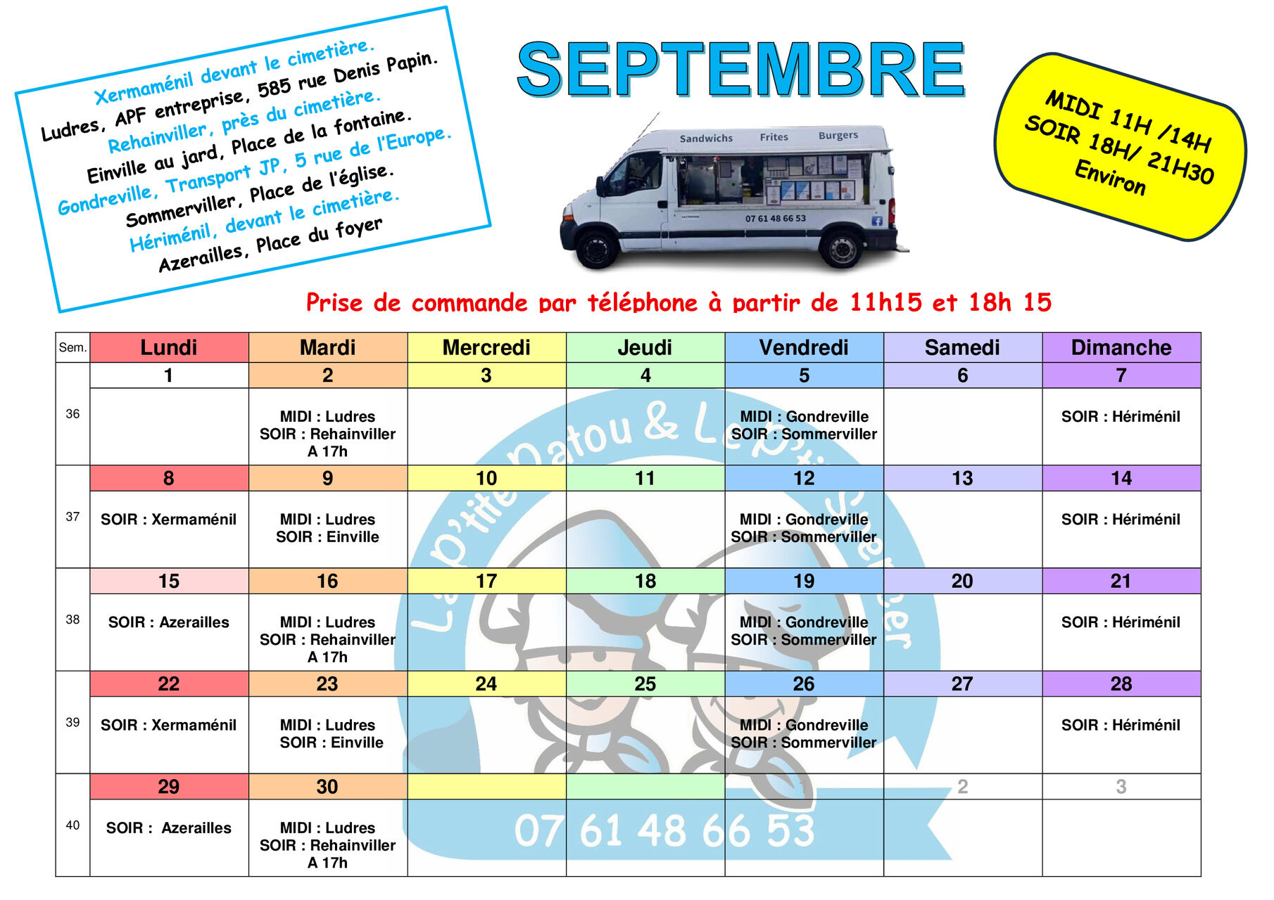 Planning septembre