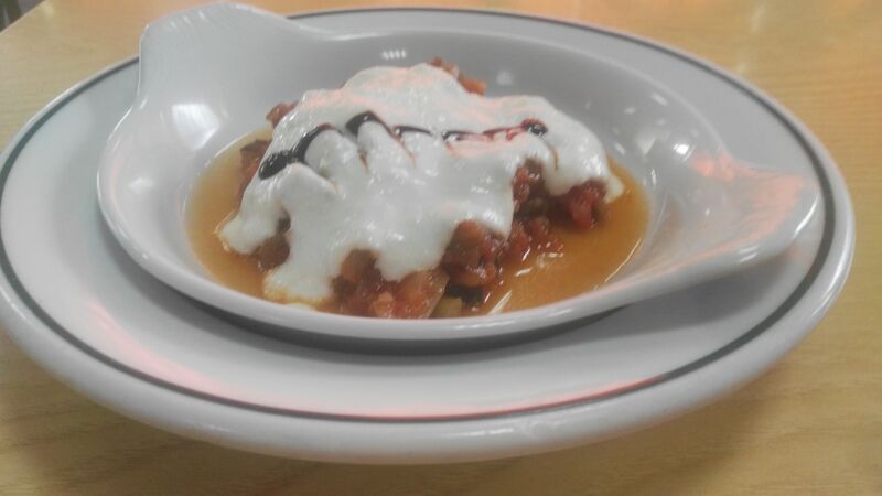 Pisto manchego con brandada de Bacalao