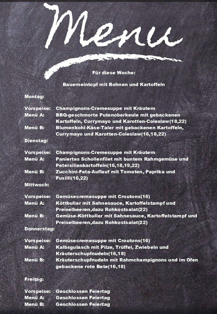 Speiseplan für diese Woche