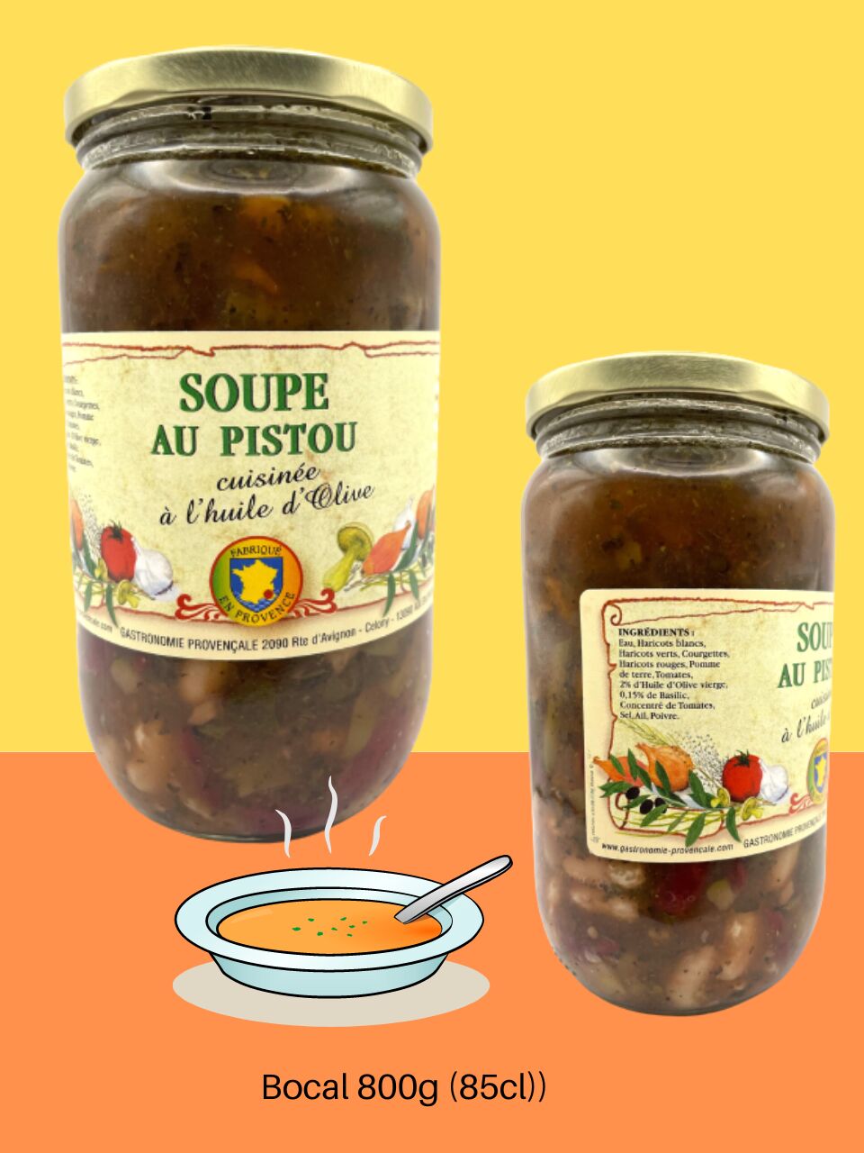 SOUPE AU PISTOU cuisinée à l'huile d'olive vierge - 800g - 85cl
