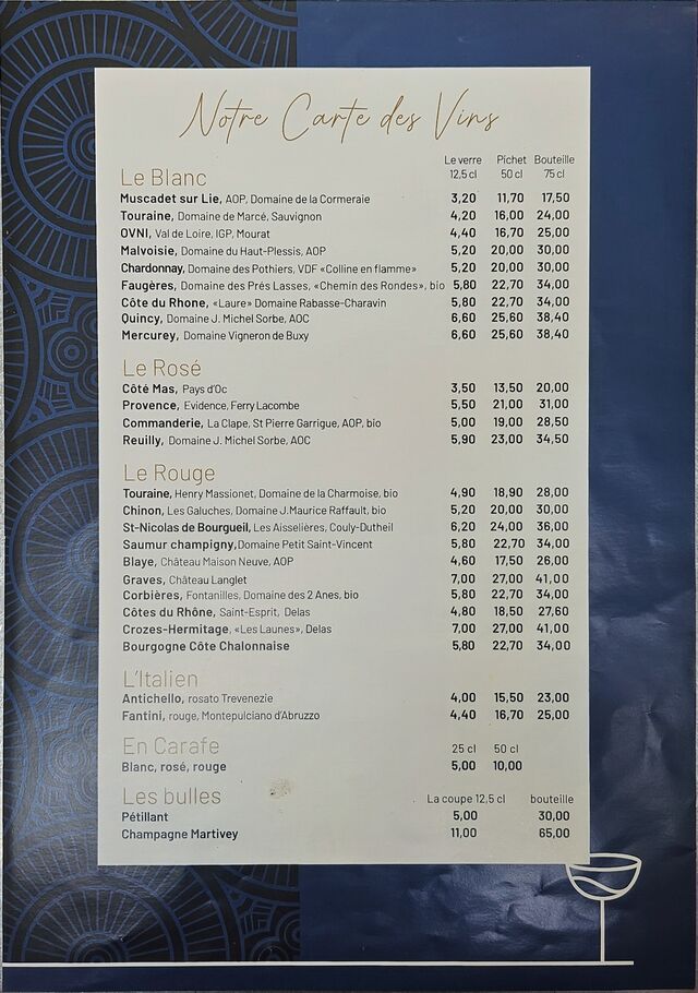 Carte des vins