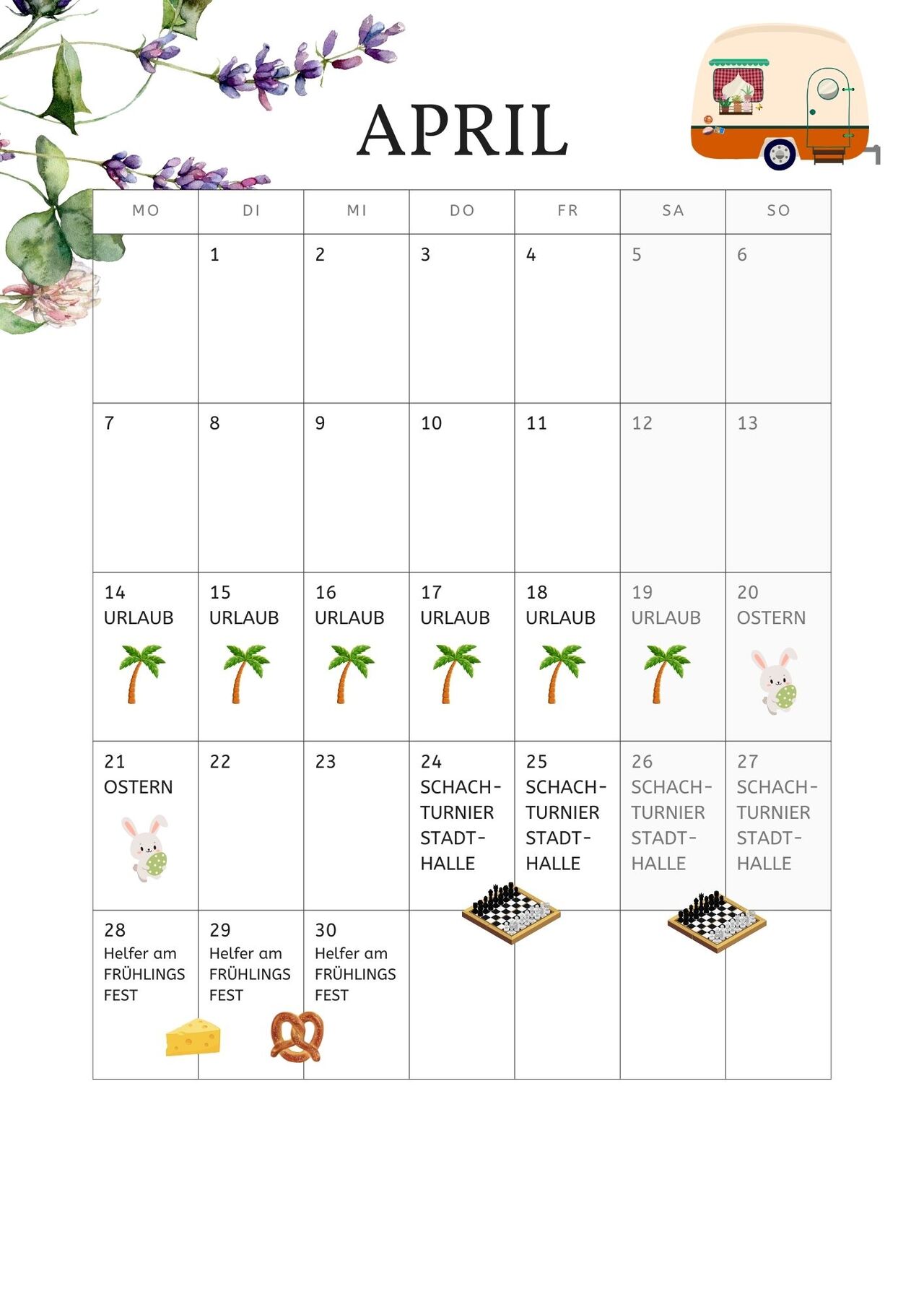 Terminübersicht April 2025