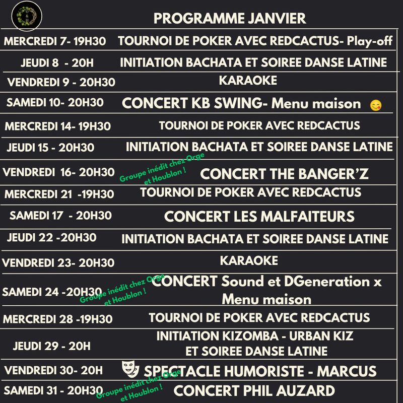 Programme de janvier 2026