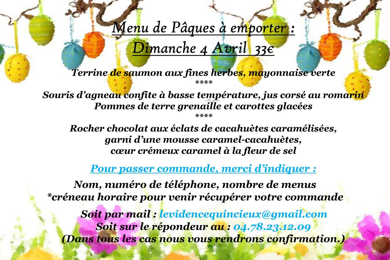 MENU DE PAQUES 33 €