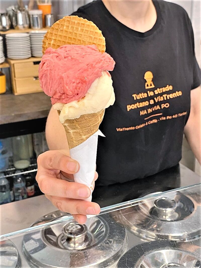 Gelato artigianale Rabarbaro & Lampone abbinato al Melone. Fresco, estivo e (anche) vegano. 