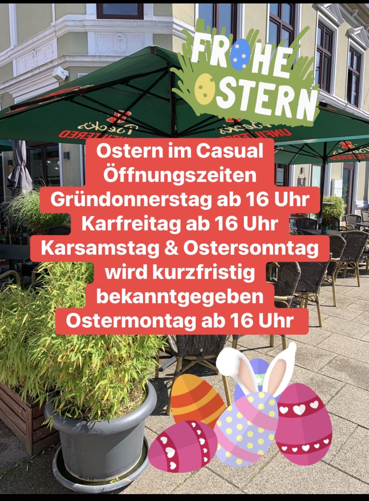 Öffnungszeiten zu Ostern im Casual 🐣