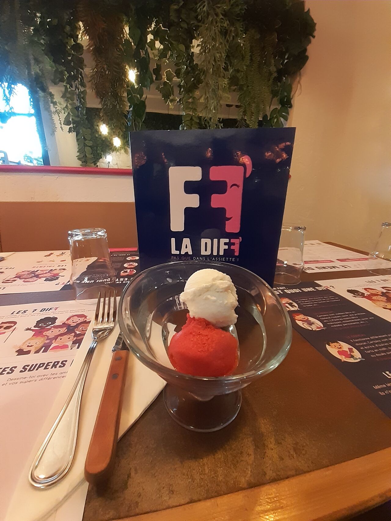 Coupe 2 Boules de Glace, Fraise et Coco