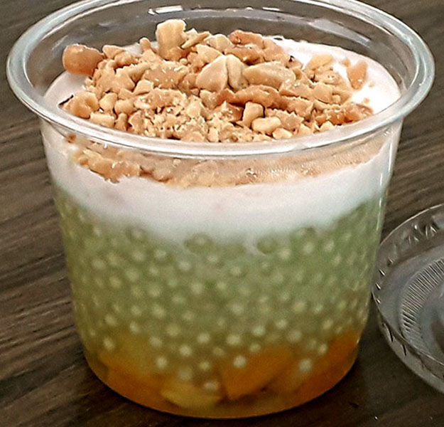 Ché exotique aux perles du Japon, lait de coco, cacahuètes