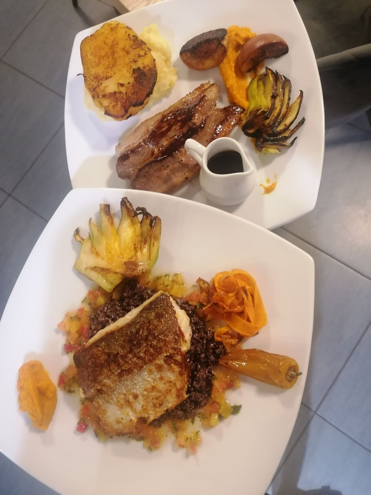 Poisson du moment & magret de la ferme, garniture de saisomps 