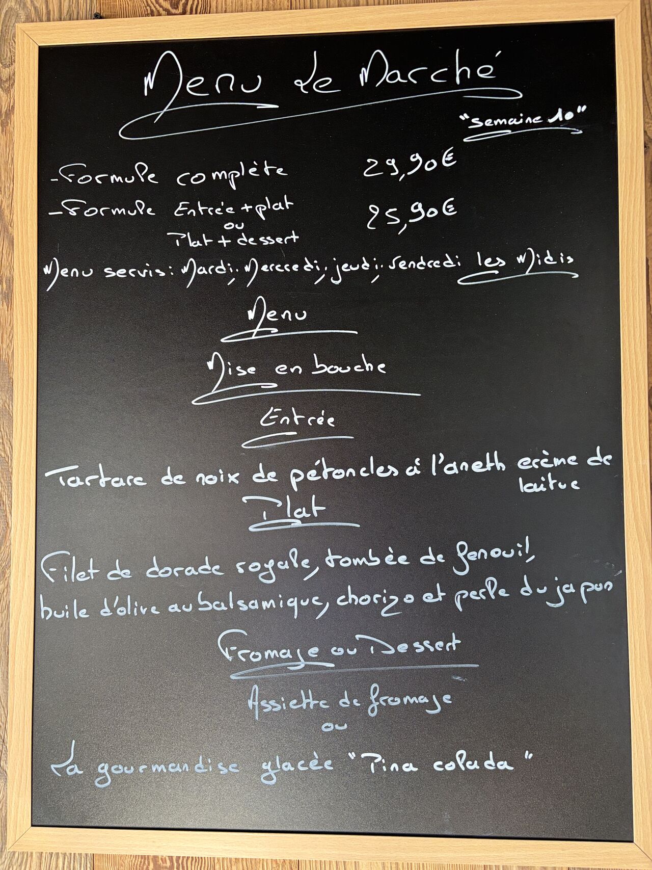 Menu du marché semaine 10