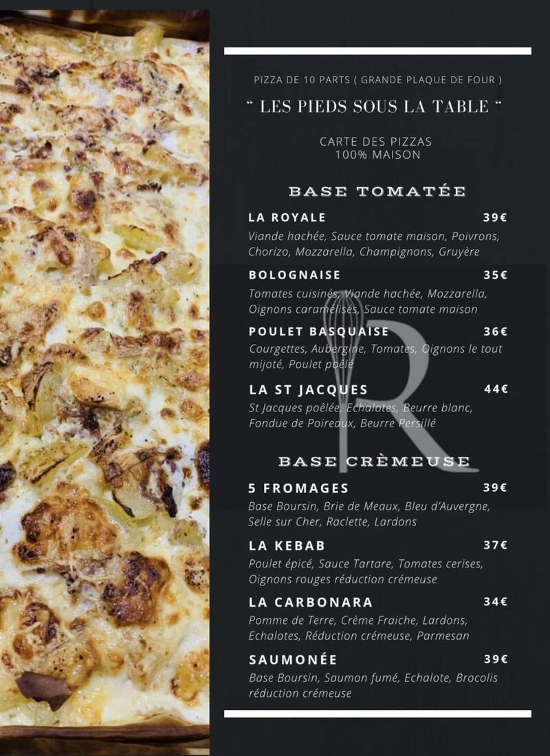 Notre Carte Pizza 100% Maison 😋