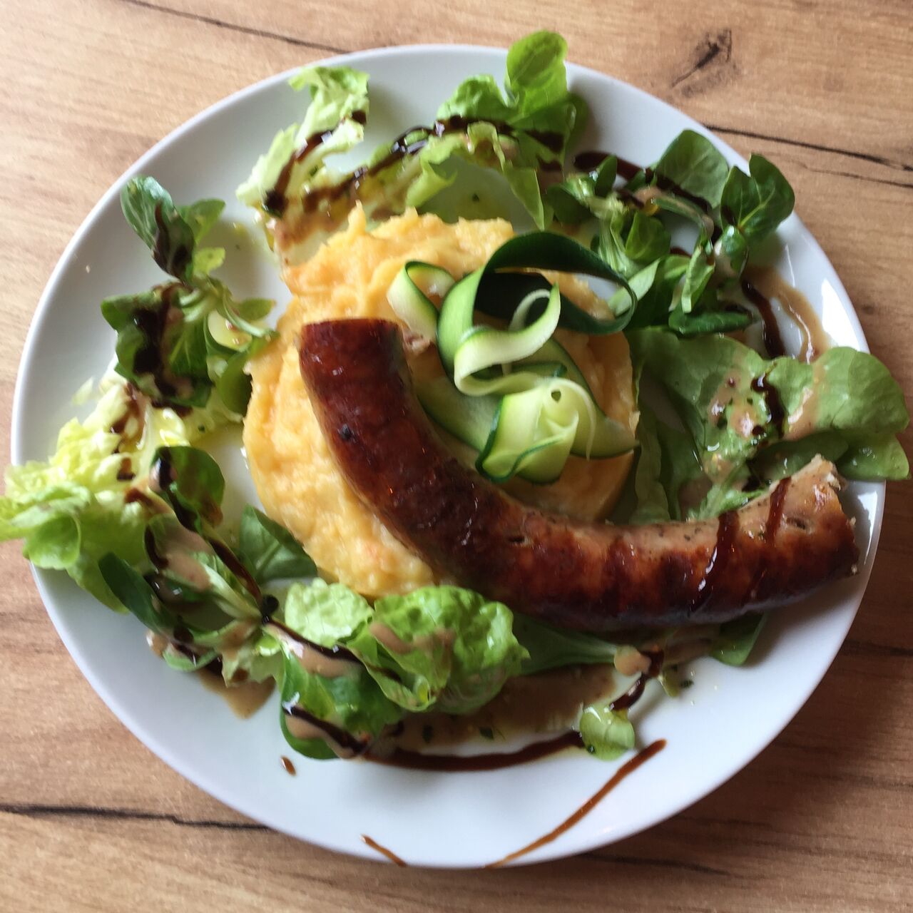 Exemple Plat du jour : Saucisse de Toulouse et son Ecrasé de Pommes de Terre/Carottes au Cumin
