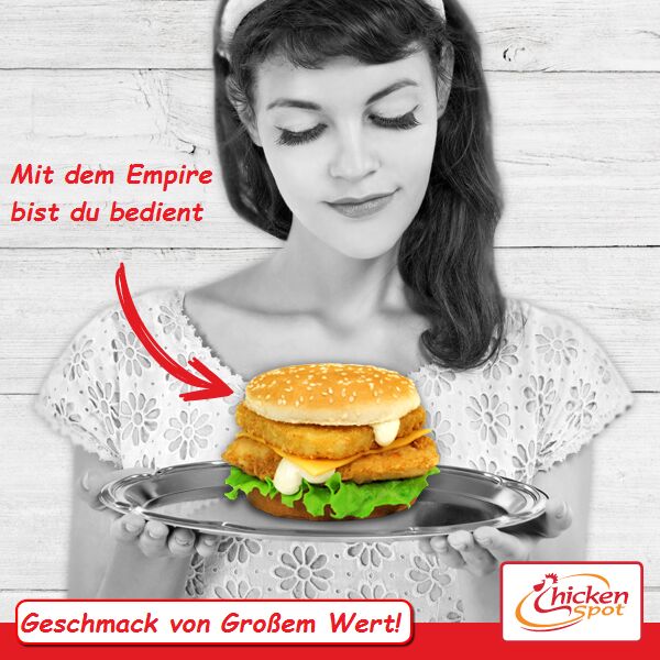 Der Empire Filet. Frische Hähnchenbrust mit Kartoffelpuffer