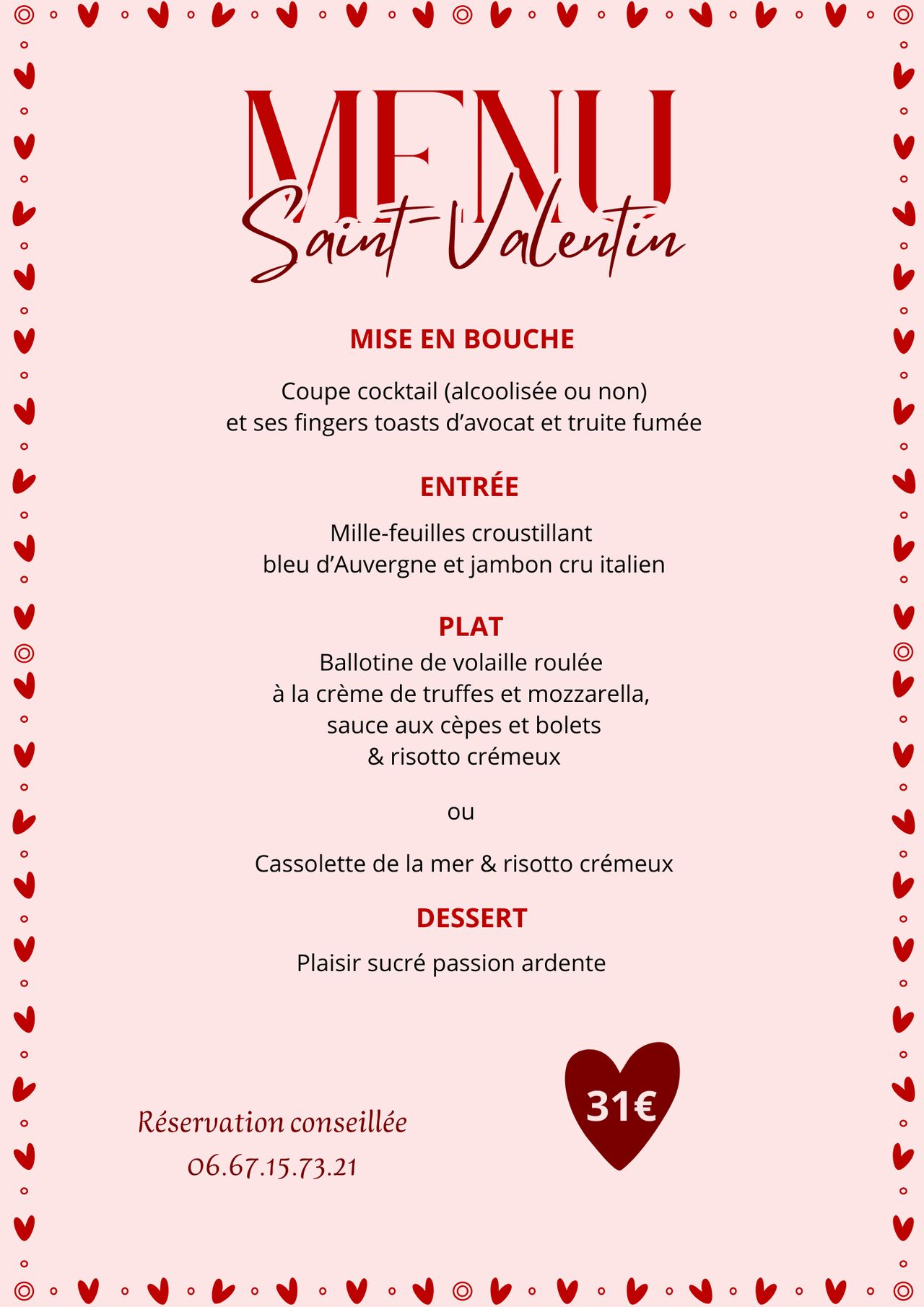 MENU SAINT VALENTIN