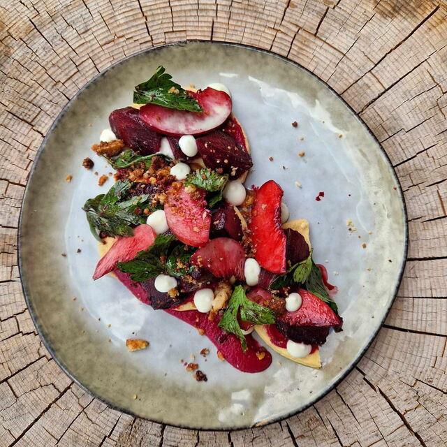 Betterave, wasabi et pêche blanche 