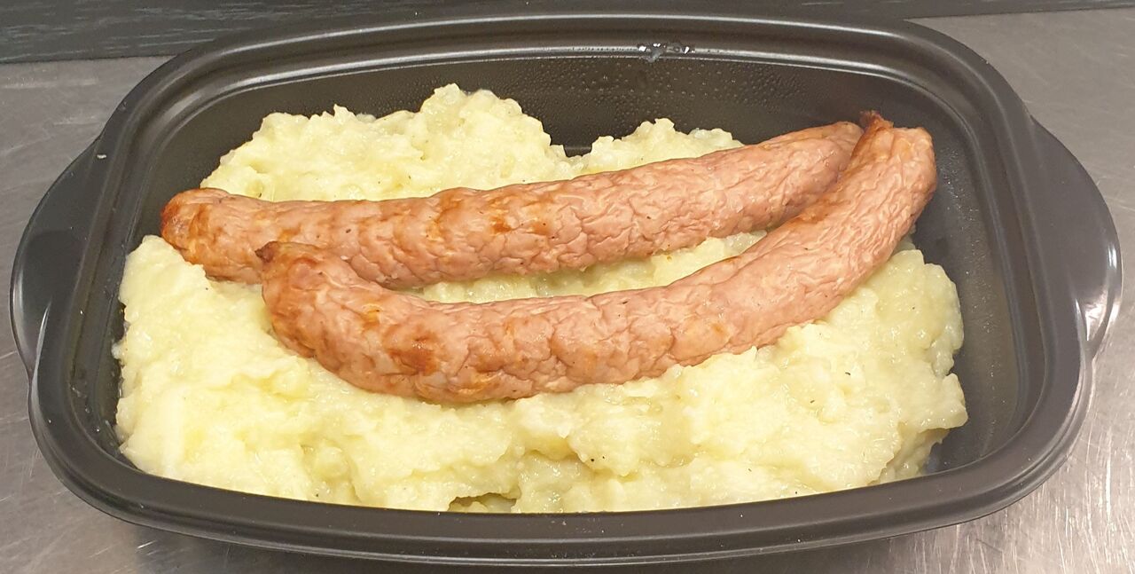 Saucisses, purée maison