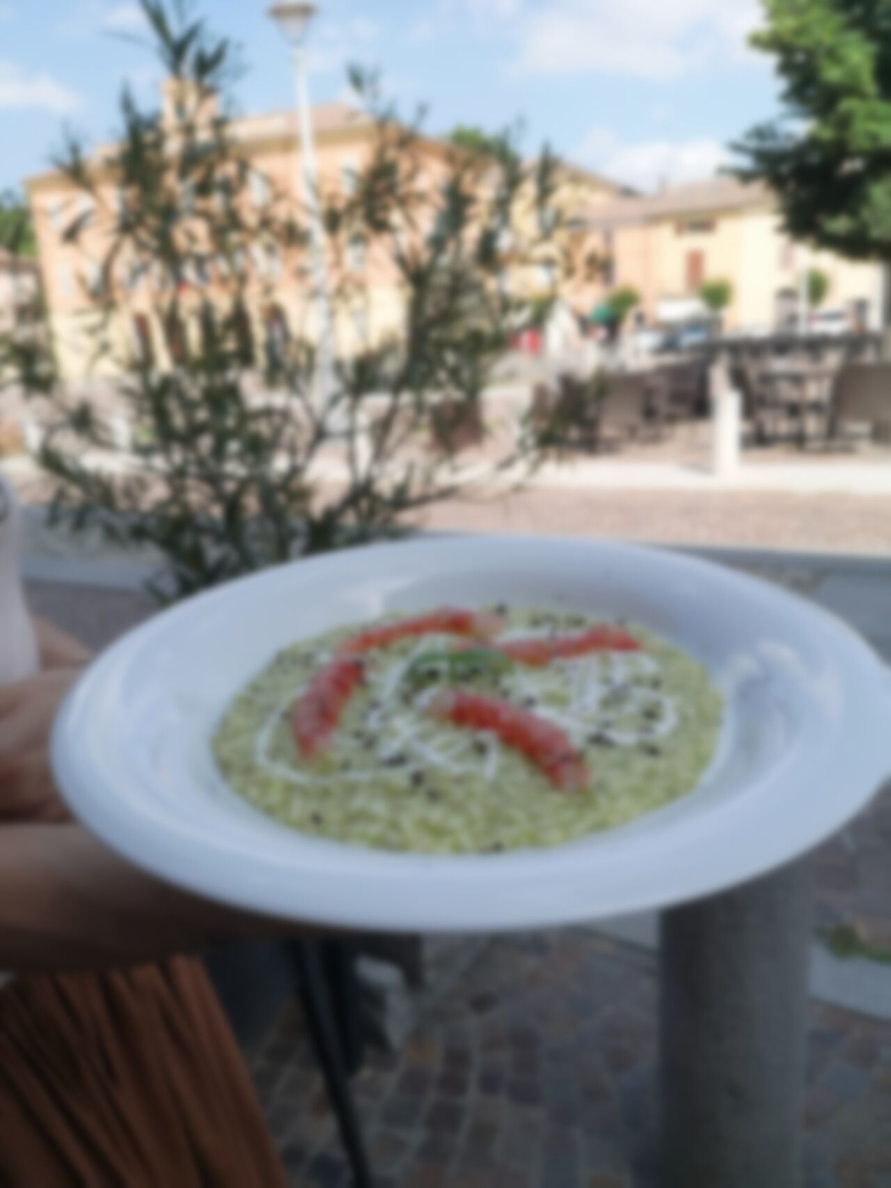 Riso, basilico, burrata, gambero rosso