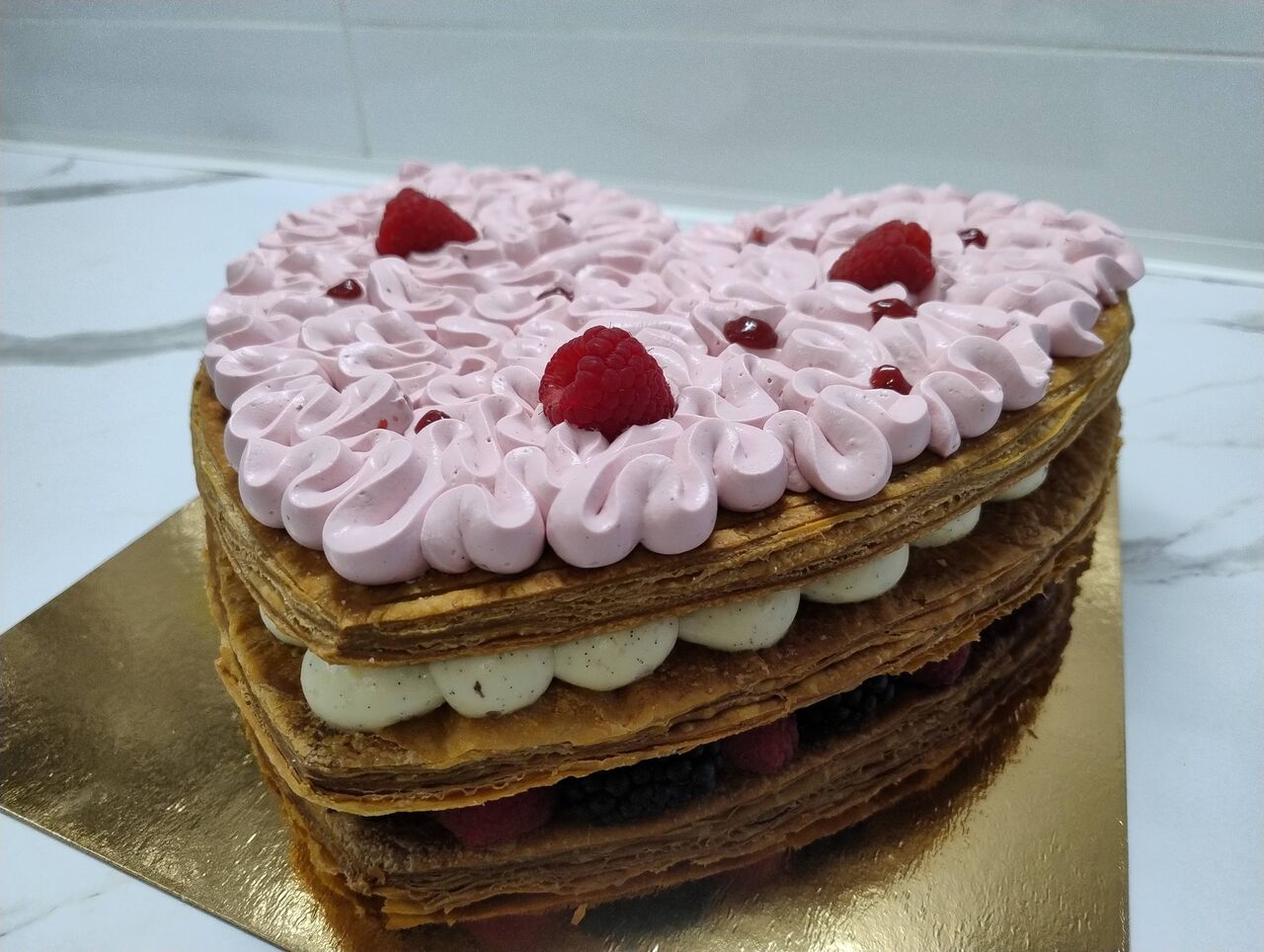 Millefeuille vanille framboise