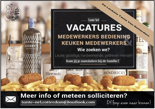 Vacature keuken, bediening en bar