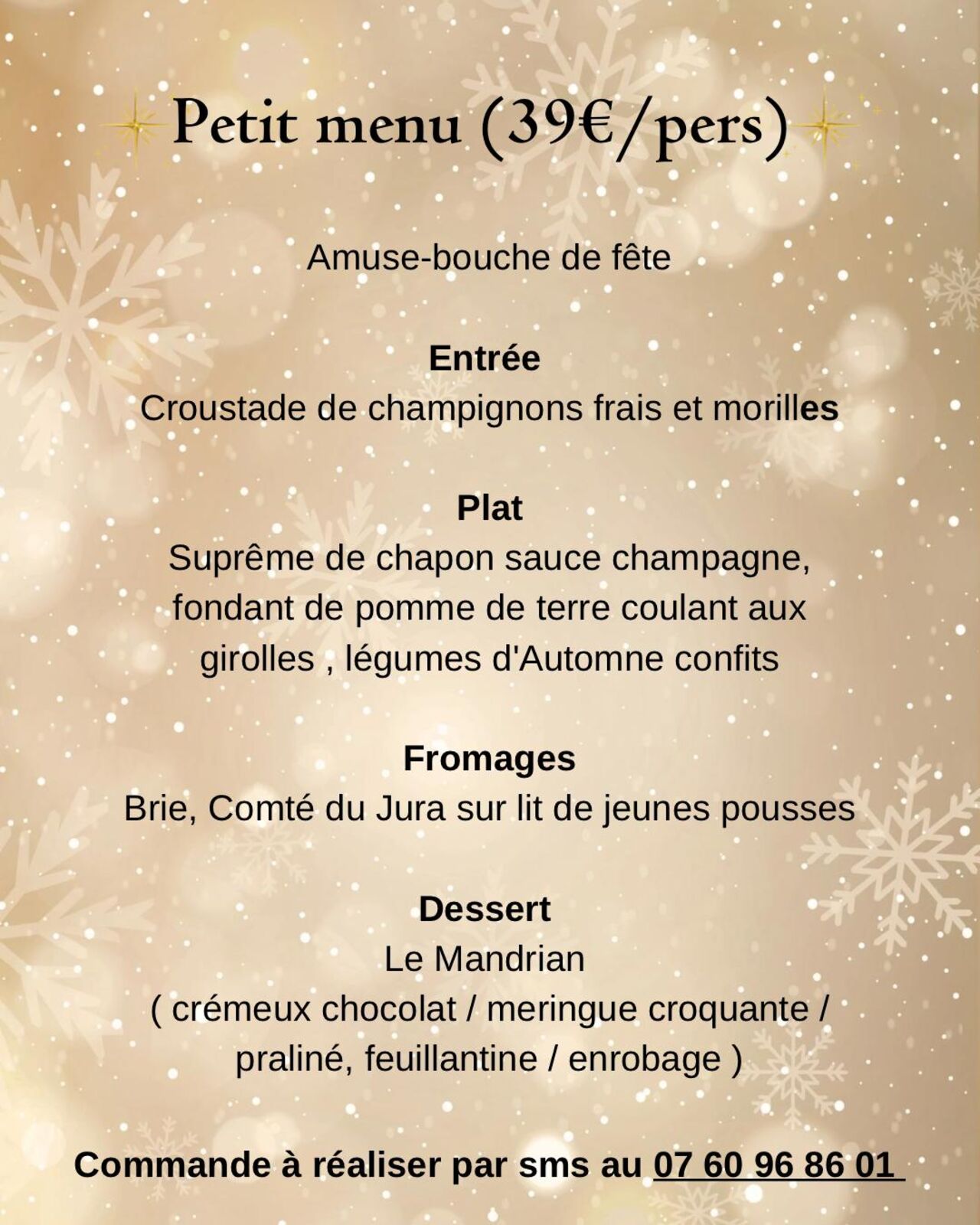 Petit menu de Noël à emporter