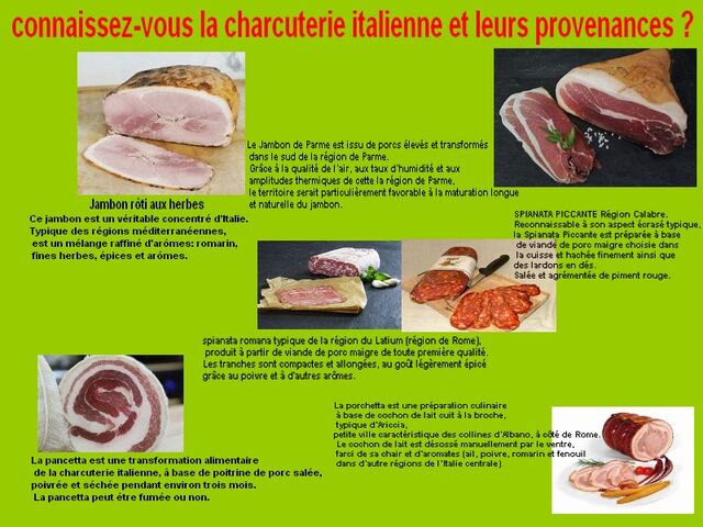 La charcuterie que vous pouvez trouver au petit truck italien