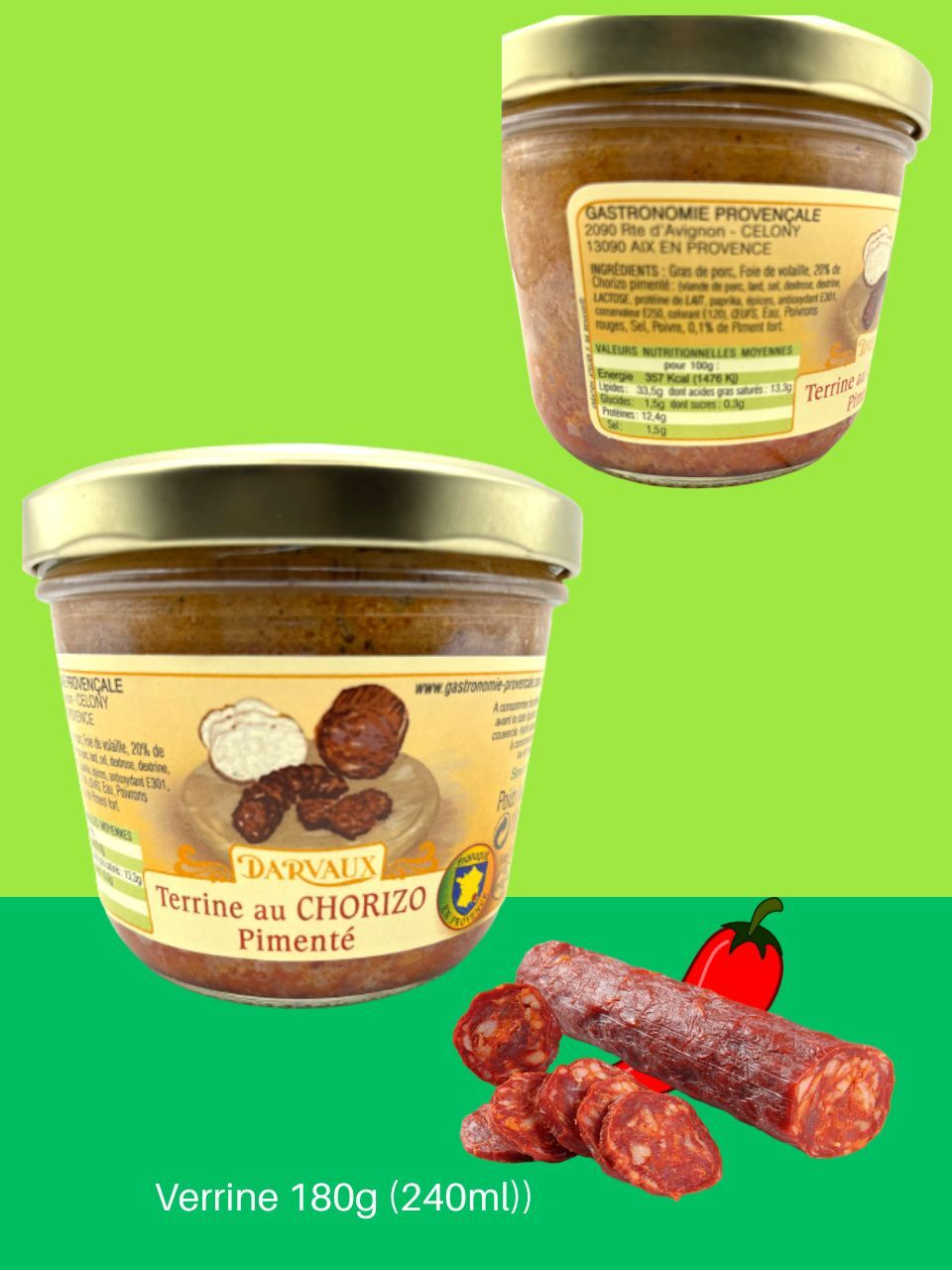 TERRINE au CHORIZO pimenté ( 180g - 240ml