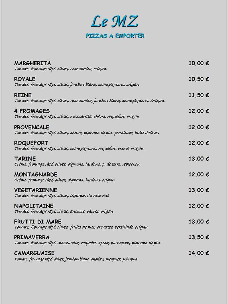 Page 1 pizzas à emporter 