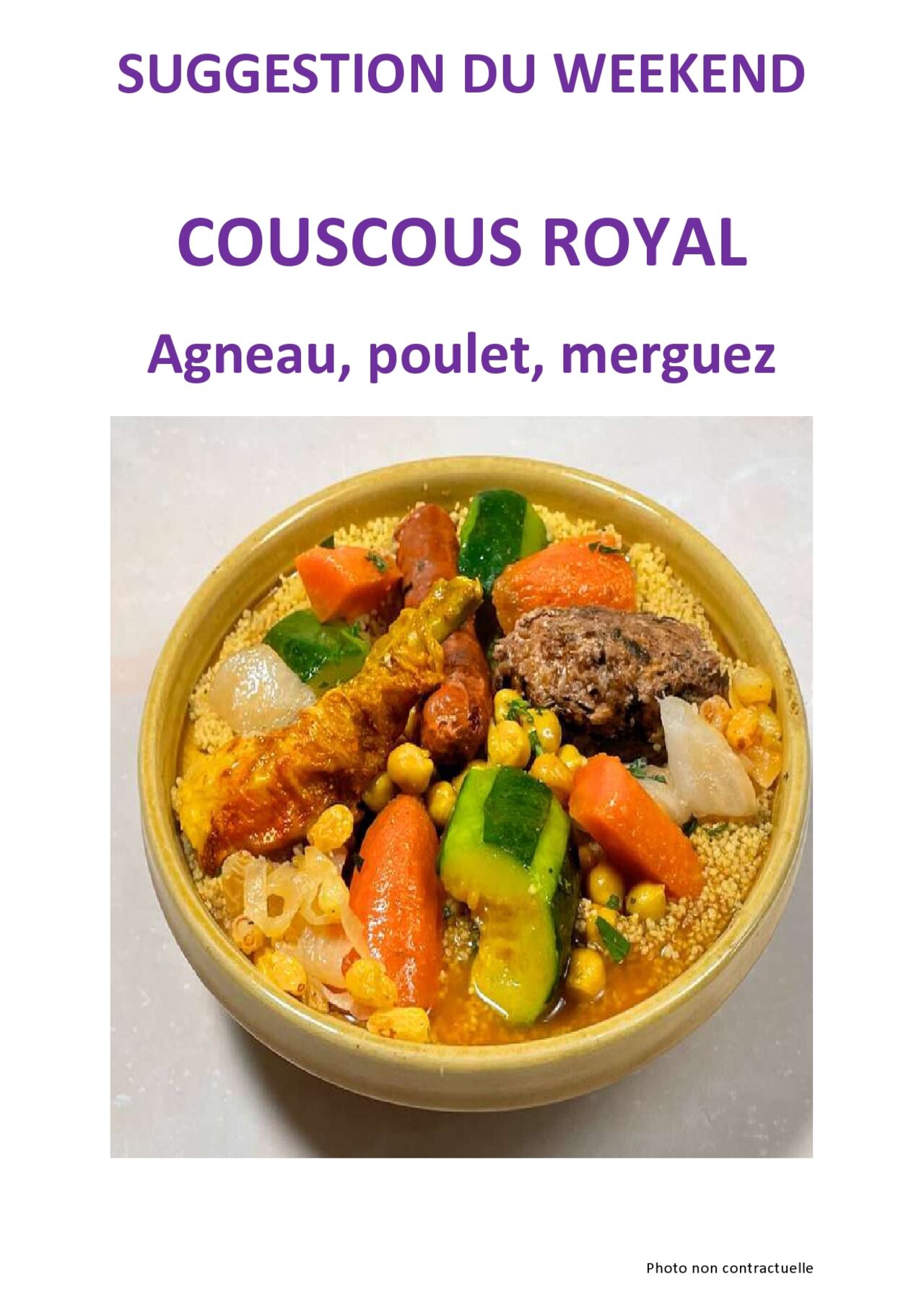 Suggestion pour le samedi 25 et 26 avril 2026