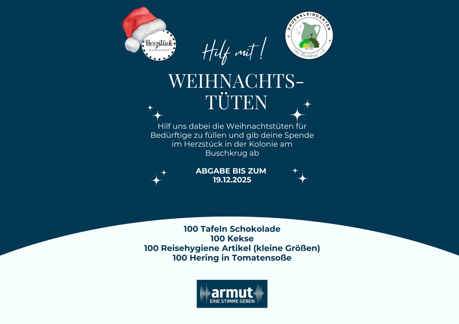 🎁 Hilf mit – Weihnachtstüten für Bedürftige bis zum 19.12.2025