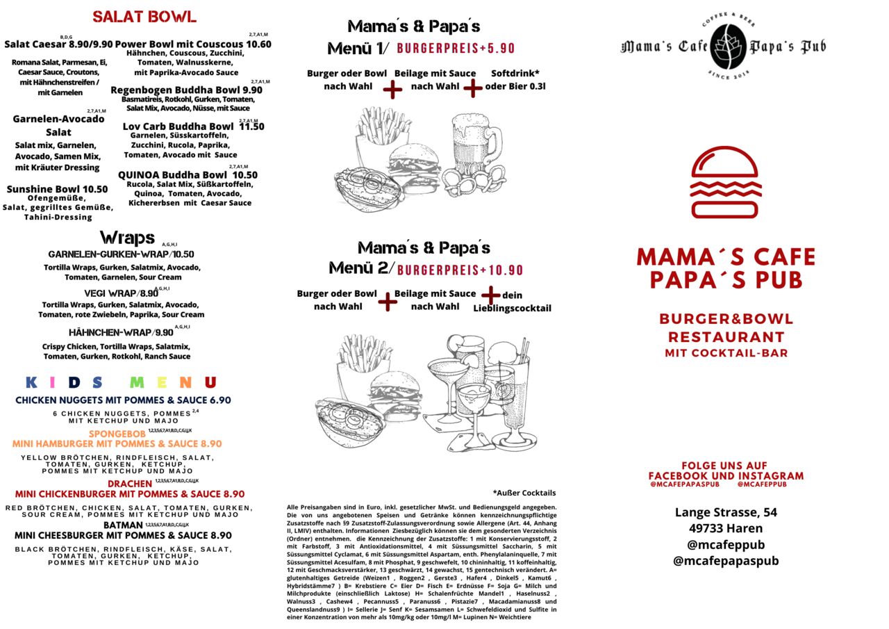 Mama´s Cafe Papa´s Pub Haren(Ems) Restaurant in meiner Nähe