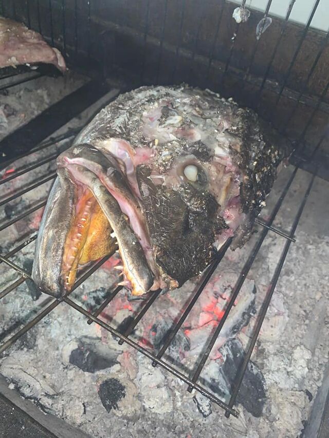CABEÇA DE CORVINA NA BRASA
