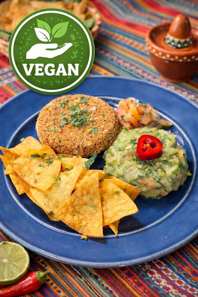 Vegan Hambúrguer de vegetais e Guacamole fresco 