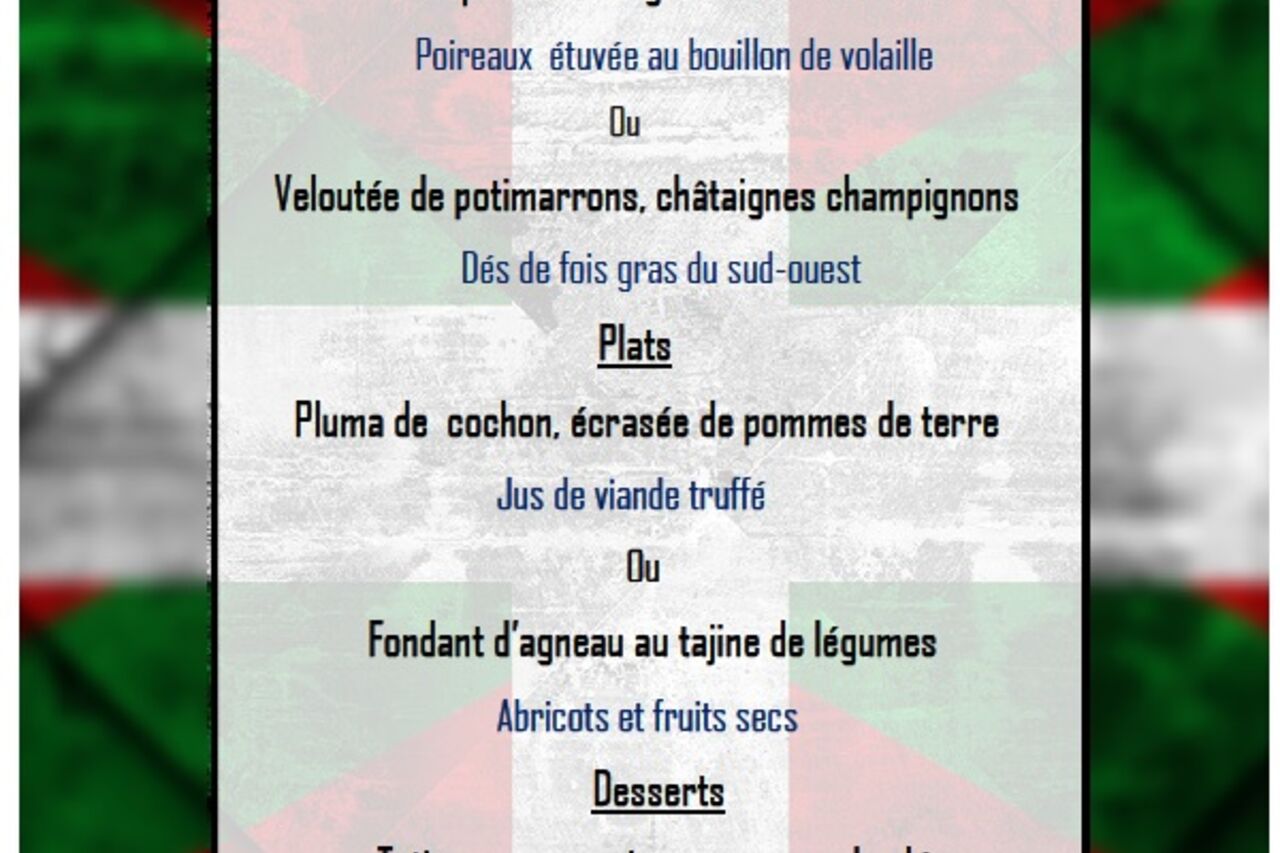 MENU à Empoter samedi et dimanche