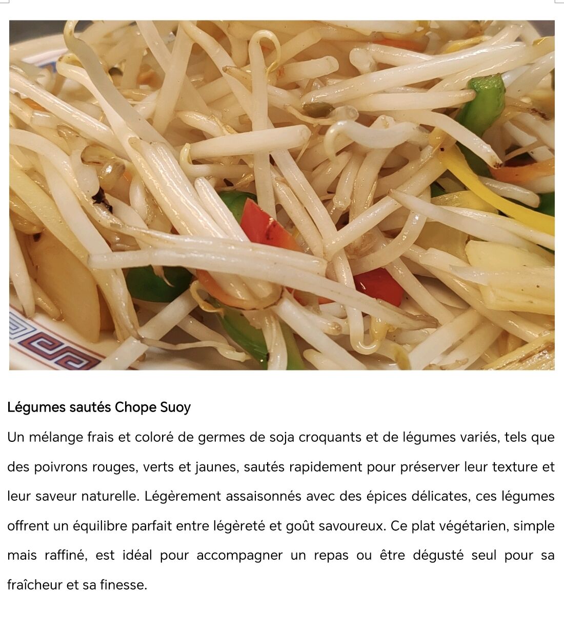Légumes sautés Chope Suoy